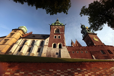 the Wawel Royal Castle on a Hill in the old town of Cracow in Poland in east Europe.のeditorial素材