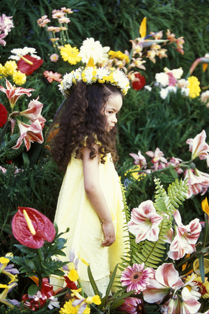 a parade of the Spring Flower Festival in the city of Funchal on the Island of Madeira in the Atlantic Ocean of Portugal.のeditorial素材