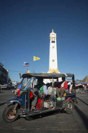 the clock tower at the Market in the city of Surin in Isan in Thailand.のeditorial素材