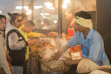 people at the Market in the city of Surin in Isan in Thailand.のeditorial素材