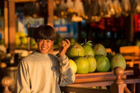 the fegetable market in the Village of Thong Pha Phum north of the City of Kanchanaburi in Central Thailand in Southeastasia.のeditorial素材