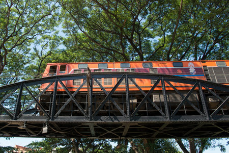 the Death Railway Bridge over the River Kwai of the Burma-Thailand Railway in the City of...
