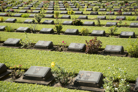 the Allied War Cemetery near the Death Railway Bridge over the River Kwai of the Burma-Thailand Railway in the City of Kanchanaburi in Central Thailand in Southeastasia.のeditorial素材