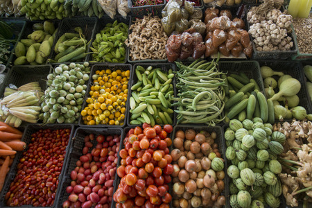 fegetable at the market in the Village of Thong Pha Phum north of the City of Kanchanaburi in Central Thailand in Southeastasia.の写真素材
