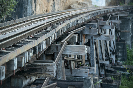the Death Railway travel at the River Kwai of the Burma-Thailand Railway  north of the City of Kanchanaburi in Central Thailand in Southeastasia.の写真素材
