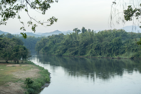 the nature at the River Kwai of the Burma-Thailand Railway  north of the City of Kanchanaburi in Central Thailand in Southeastasia.の写真素材