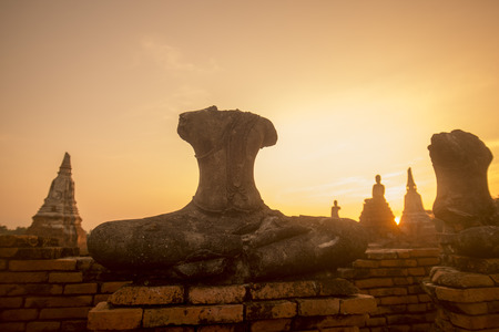 the Wat chai wattanaram in the city of Ayutthaya north of bangkok in Thailand in southeastasia.の写真素材