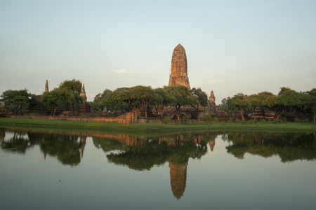 the wat Phra Ram in the landscape of the Historical park in the city of Ayutthaya north of bangkok in Thailand in southeastasia.の写真素材