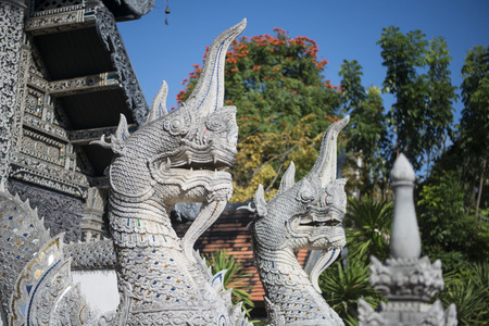 the Wat chedi Luang in the city of Chiang Mai in North Thailand in Thailand in southeastasia.の写真素材