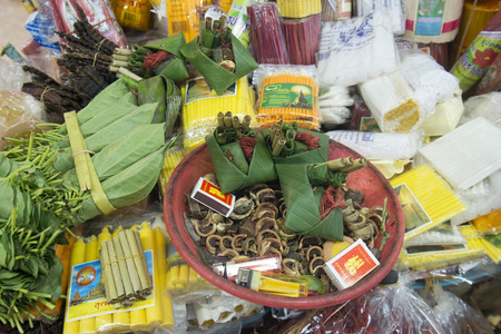 Betel Nut and Areca Nut at the Warorot Market in the city of Chiang Mai in North Thailand in Thailand in southeastasia.のeditorial素材