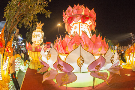 a lantern at the Loy Krathong Festival in the city of Chiang Mai in North Thailand in Thailand in southeastasia.のeditorial素材
