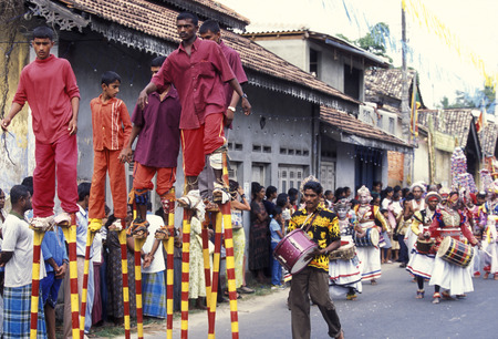 a traditional Festival in December in the town of Dalawella at the westcoast of Sri Lanka in Asien.のeditorial素材