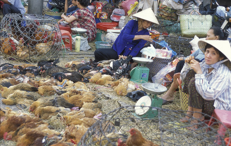 people at a market in the city of ho chi minh city in Vietnamのeditorial素材