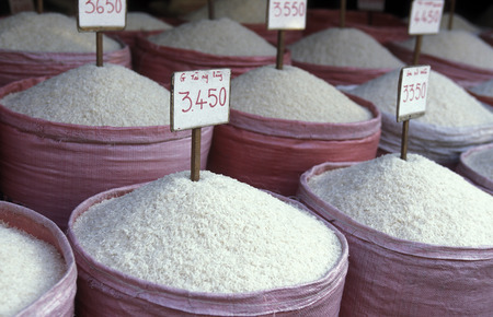 rice at a market in the city of ho chi minh city in Vietnamの写真素材