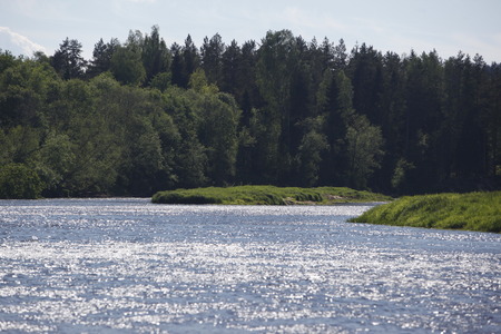 the gauja river near the town of sigulda near city of riga in latvia in the baltic region in europe.のeditorial素材