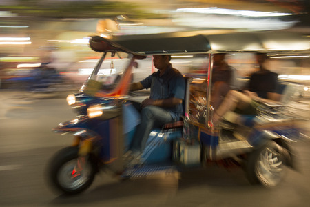 a tuck tuck Taxi in the China Town in the city of Bangkok on 7. 12. 2016 in Thailandのeditorial素材