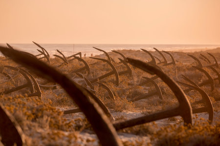 the Anchor cemetery at the Barril beach near the Town of Tavira at the east Algarve in the south of...