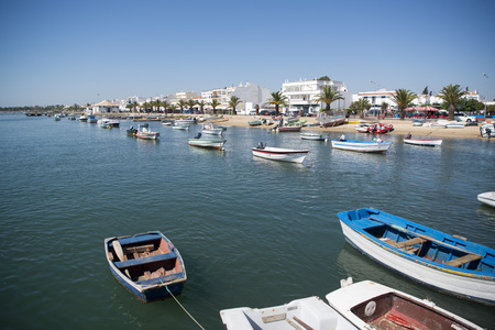 the landscape and coast at the town of Santa Luzia in the Algarve in the south of Portugal in Europe.のeditorial素材