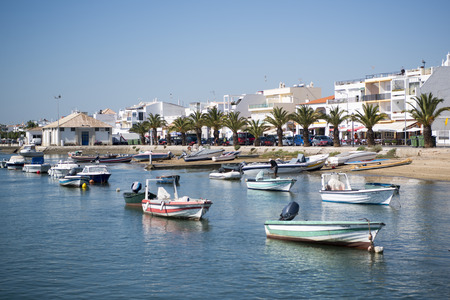 the landscape and coast at the town of Santa Luzia in the Algarve in the south of Portugal in Europe.のeditorial素材