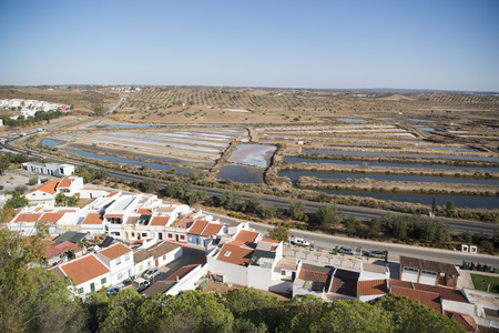 the Flor de Sal at the town of Castro Marim at the east Algarve in the south of Portugal in Europe.の写真素材