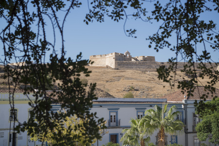 The Forte Sao Sebastiao in the town of Castro Marim at the east Algarve in the south of Portugal in Europe.の写真素材