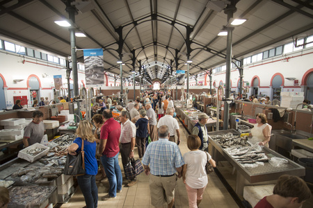 the Markethall in the town of Loule in the Algarve in the south of Portugal in Europe.のeditorial素材
