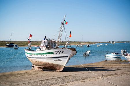 the landscape at the Armacao da Abobora Laguna and Coast at the Town of Cabanas near Tavira at the east Algarve in the south of Portugal in Europe.のeditorial素材