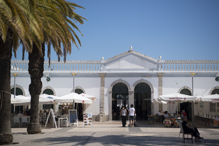 the old Market Hall in the old town of Tavira at the east Algarve in the south of Portugal in Europe.のeditorial素材