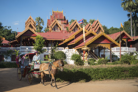 the wat Sri Rong Muang in the old town of the city of Lampang in North Thailand.のeditorial素材