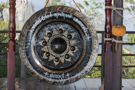 The Gong at Wat Chalermprakiet Prajomklao Rachanusorn Temple north of the city of Lampang in North Thailand.のeditorial素材