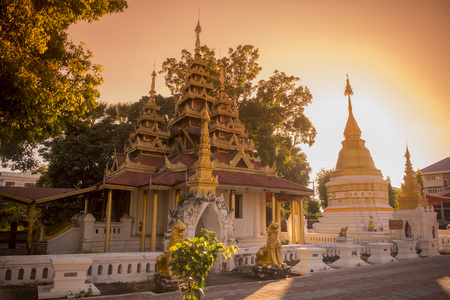 the wat sri chum Temple in the old town of the city of Lampang in North Thailand.のeditorial素材