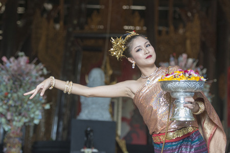 a Thai Dance Show at the Baandam Museum in the village of Muang in the north of the city Chiang Rai in North Thailand.のeditorial素材