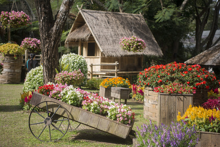 the Mae Fah Luang ornamental garden at the village of  Doi Tung north of the city of Chiang Rai in North Thailand.のeditorial素材