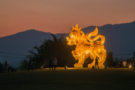 the singha at the singha Park near the city Chiang Rai in North Thailand.のeditorial素材