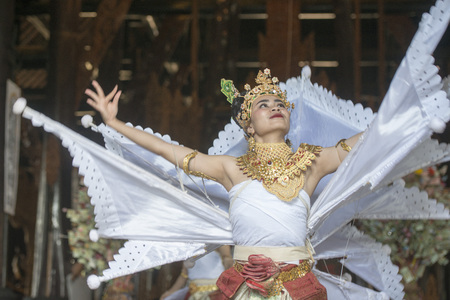 a Thai Dance Show at the Baandam Museum in the village of Muang in the north of the city Chiang Rai in North Thailand.のeditorial素材