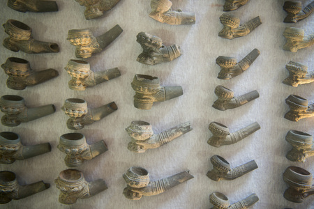 the hpouse of opium museum at the Golden Triangle of Thailand, Myanmar and Laos in the town of  Sop Ruak at the mekong river in the golden triangle in the north of the city Chiang Rai in North Thailand.のeditorial素材