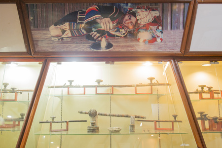 the house of opium museum at the Golden Triangle of Thailand, Myanmar and Laos in the town of  Sop Ruak at the mekong river in the golden triangle in the north of the city Chiang Rai in North Thailand.のeditorial素材