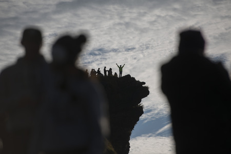 People enjoy at the Cliff of Phu Chi Fa in the Chiang Rai Province in North Thailand.のeditorial素材
