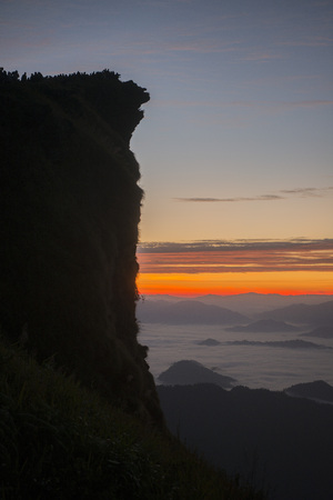 People enjoy at the Cliff of Phu Chi Fa in the Chiang Rai Province in North Thailand.の写真素材