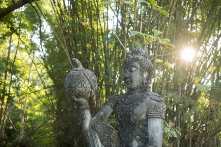 the temple WatThat Doi Pu Khao in the town of  Sop Ruak at the mekong river in the golden triangle in the north of the city Chiang Rai in North Thailand.の写真素材