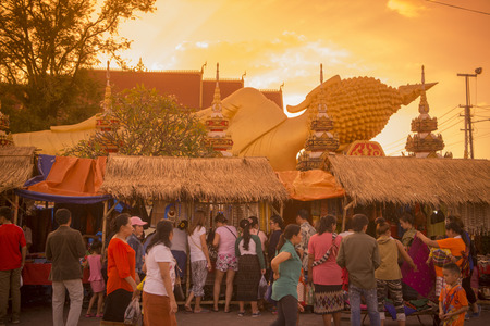 a market at the Buddha near the Pha That Luang Festival in the city of vientiane in Laos in the southeastasia.のeditorial素材