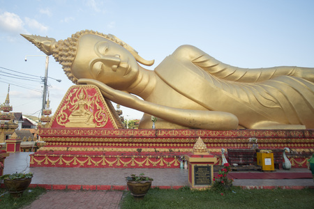 the Pha That Luang in the city of vientiane in Laos in the southeastasia.のeditorial素材