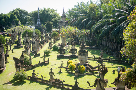 the Xieng Khuan Buddha Park near the city of vientiane in Laos in the southeastasia.のeditorial素材