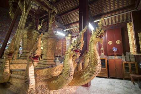 the royal funeral urns in the hohng kep mien temple at the wat xieng thong in the town of Luang Prabang in the north of Laos in Southeastasia.のeditorial素材