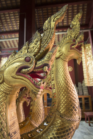 the royal funeral urns in the hohng kep mien temple at the wat xieng thong in the town of Luang Prabang in the north of Laos in Southeastasia.のeditorial素材