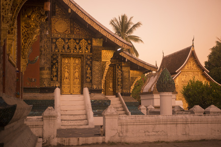 the wat xieng thong in the town of Luang Prabang in the north of Laos in Southeastasia.のeditorial素材