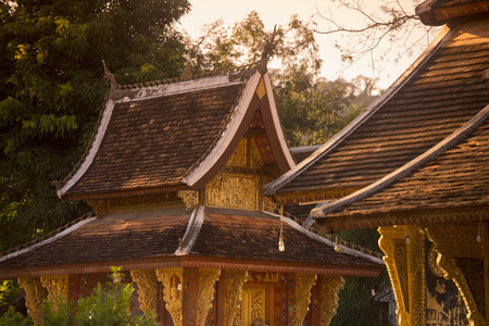 the wat xieng thong in the town of Luang Prabang in the north of Laos in Southeastasia.のeditorial素材
