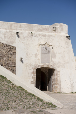 the fortaleza de Sagres at the Ponta de Sagres at the Cabo de Sao Vicente near the town of Sagres at the Algarve of Portugal in Europe.のeditorial素材