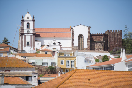 the catedral Se in the old Town of Silves at the Algarve of Portugal in Europe.のeditorial素材