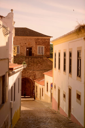 a alley in the old Town of Silves at the Algarve of Portugal in Europe.のeditorial素材